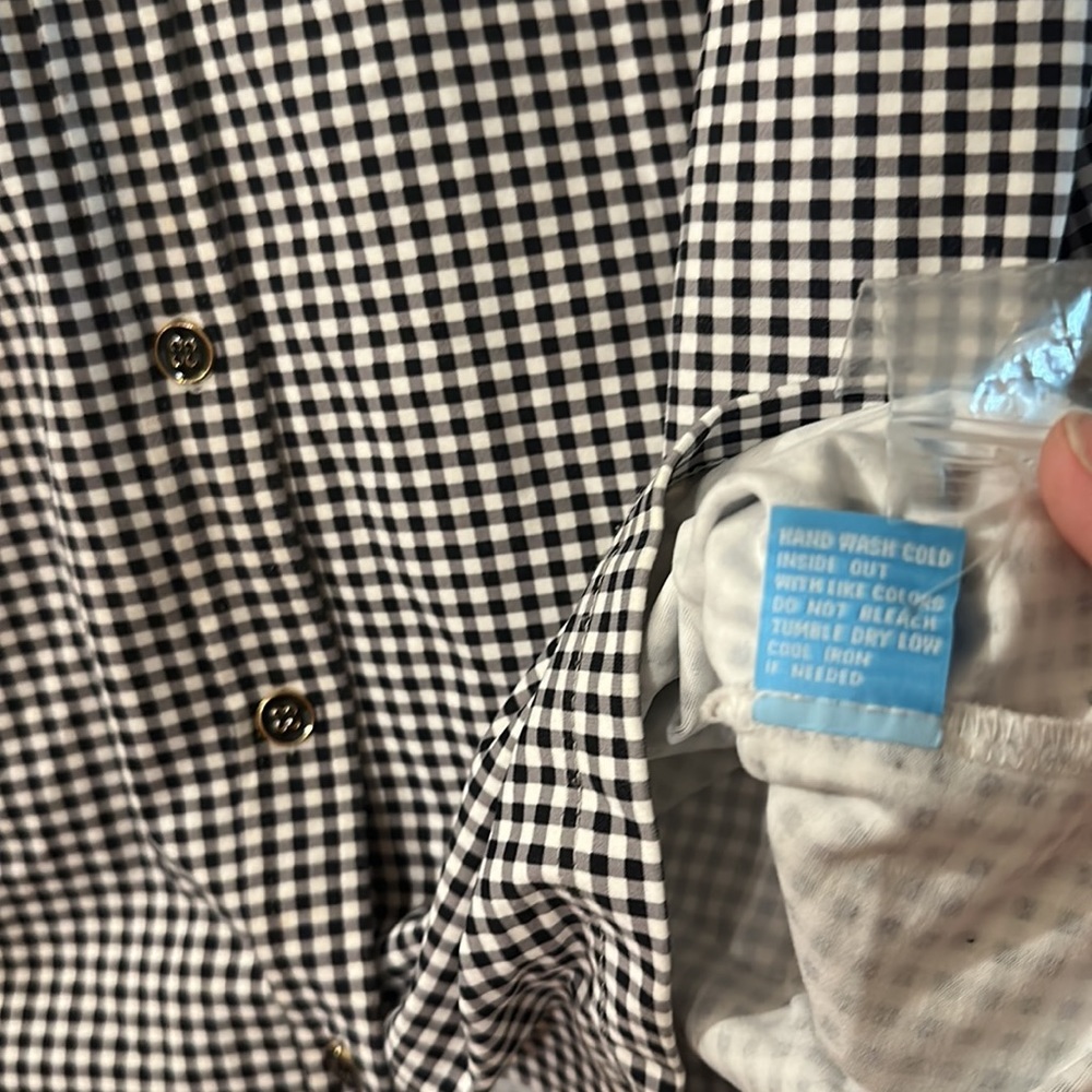 J. McLaughlin Women’s Gingham Button Down Knit Shirt Black White Size Large - Picture 7 of 11